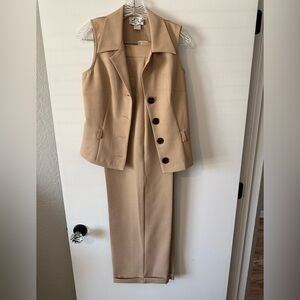 Tan Sleeveless Vest and Pants Set